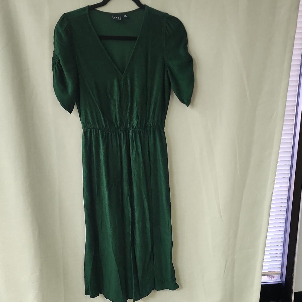 GAP Green Puff Sleeve Midi Sundress